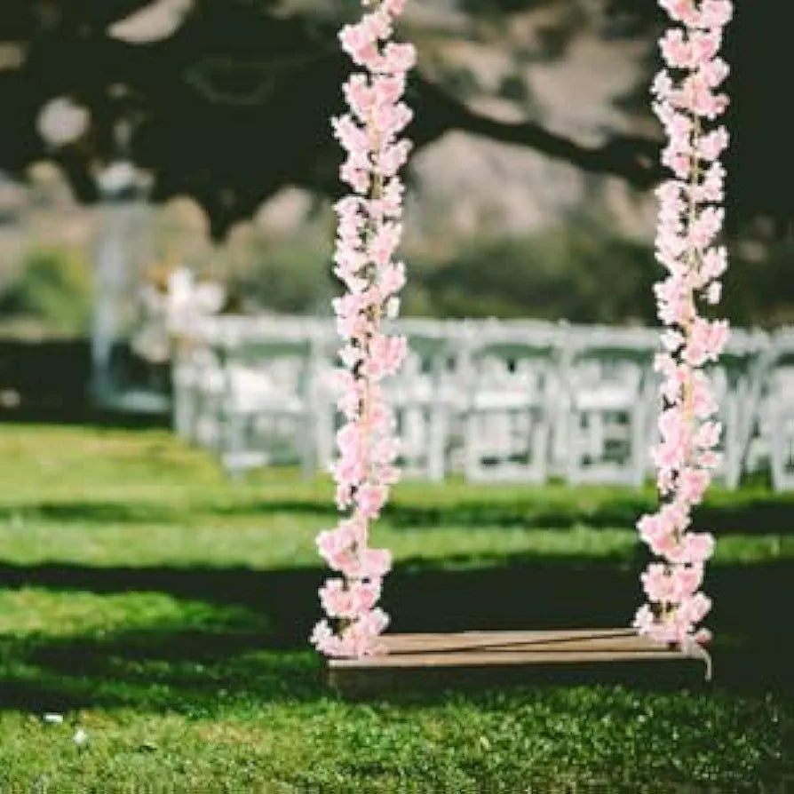 6-Piece 35.4ft Artificial Cherry Blossom Garland, Silk Sakura Vine for Spring Wedding and Home Decor