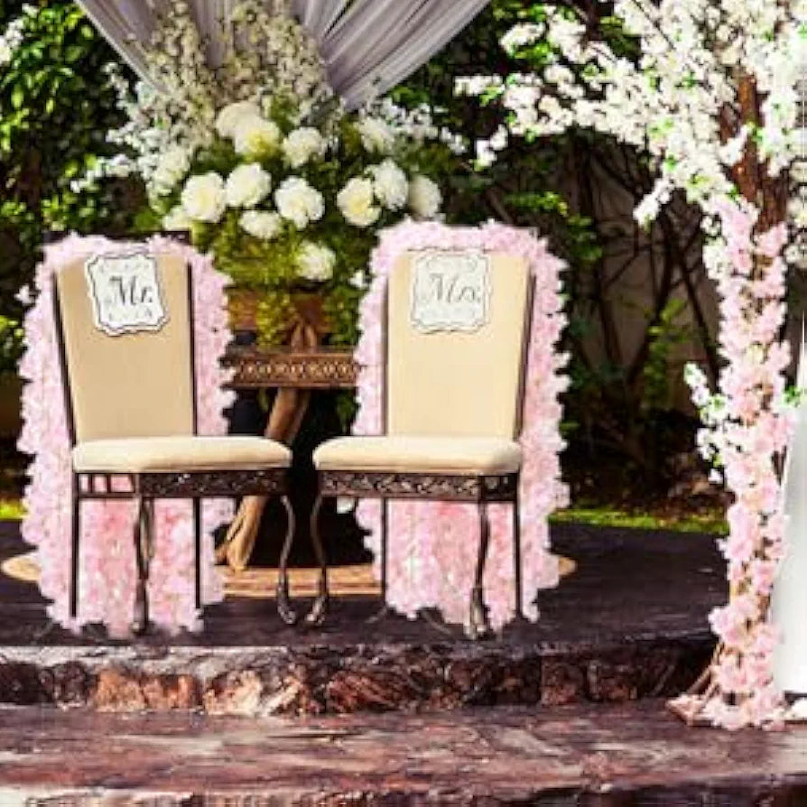 6-Piece 35.4ft Artificial Cherry Blossom Garland, Silk Sakura Vine for Spring Wedding and Home Decor