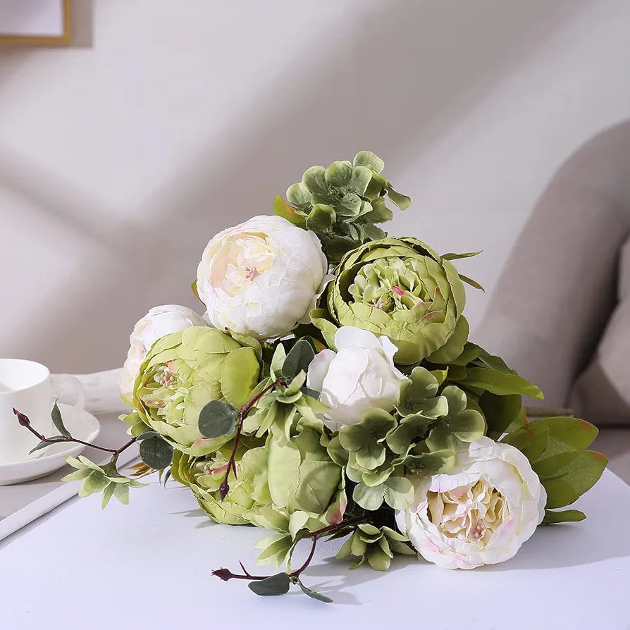 Duovlo Vintage Artificial Silk Peony Flowers for Wedding and Home Decor - 1 Pack