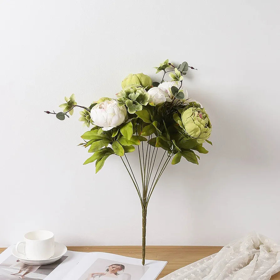 Duovlo Vintage Artificial Silk Peony Flowers for Wedding and Home Decor - 1 Pack