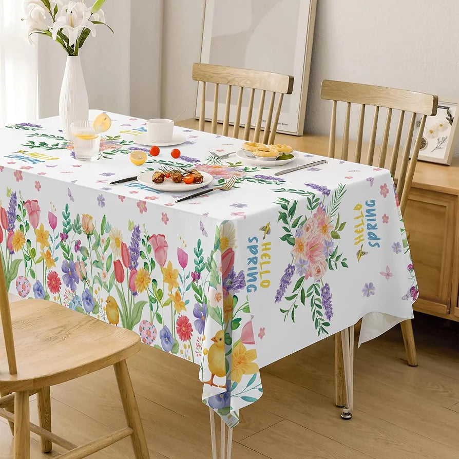 2-Pack Floral Spring Tablecloths - Disposable Wildflower Butterfly Table Covers for Mother's Day, Garden Parties, and Birthday Decor