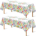 2-Pack Floral Spring Tablecloths - Disposable Wildflower Butterfly Table Covers for Mother's Day, Garden Parties, and Birthday Decor