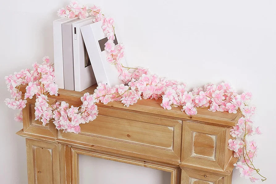 6-Piece 35.4ft Artificial Cherry Blossom Garland, Silk Sakura Vine for Spring Wedding and Home Decor