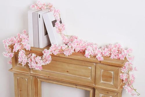 6-Piece 35.4ft Artificial Cherry Blossom Garland, Silk Sakura Vine for Spring Wedding and Home Decor