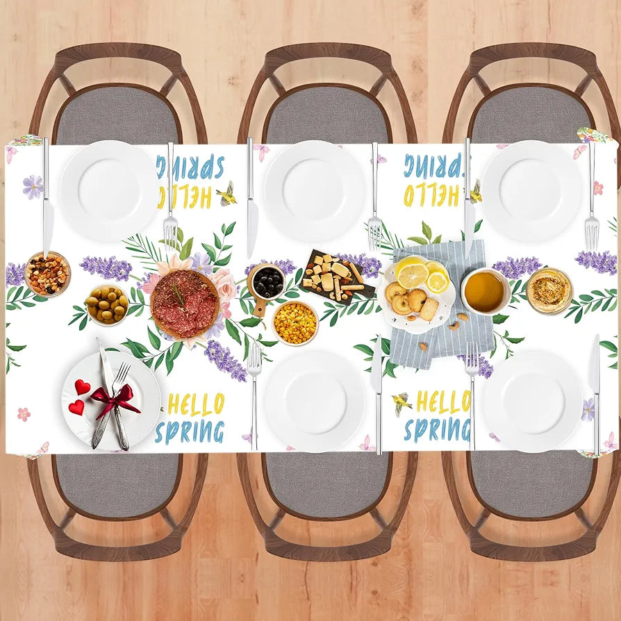 2-Pack Floral Spring Tablecloths - Disposable Wildflower Butterfly Table Covers for Mother's Day, Garden Parties, and Birthday Decor